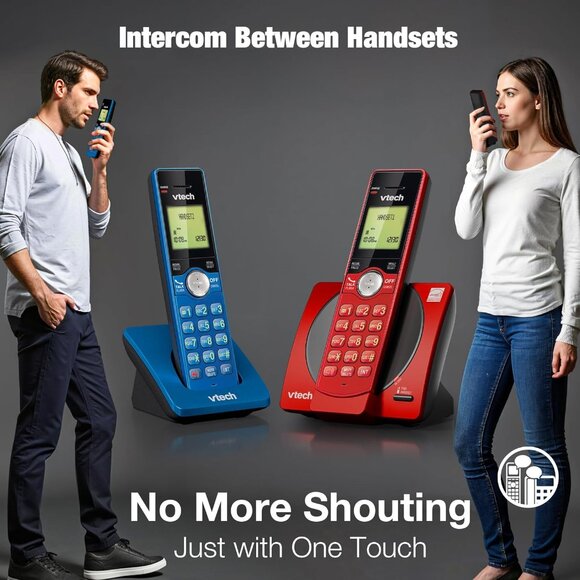 VTech 2-Handset Cordless Phone System – Red/Blue (New in Box) - Picture 2 of 3